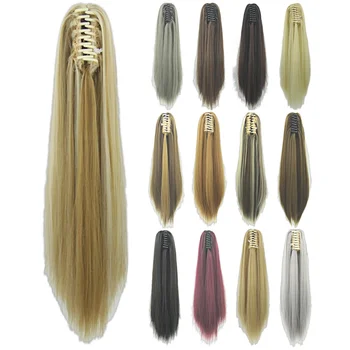 прямой блондинистый черный хвостик длиной 60 см, синтетические волосы, коготки, заколки для хвостиков, аксессуары для головных уборов для женщин