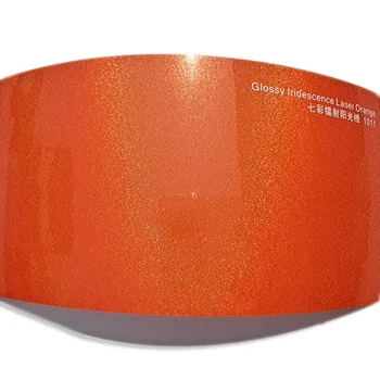 Радужная автомобильная обертка для защиты краски мотоцикла Автомобильная обертка виниловой пленкой лазерного оранжевого цвета