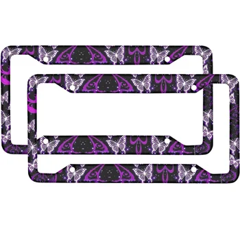 Рамка Номерного знака Bling для Женщин, Чехол Для автомобильного Номерного знака с Принтом Хрустальной Бабочки в упаковке из 2 штук, Держатель Автомобильного Кронштейна в США, Фиолетовый