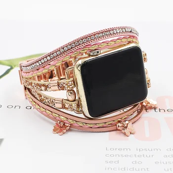 Ремешок в богемном стиле для Apple Watch ultra 2 49 мм 45 мм 44 мм-41-40- 42 мм женский роскошный кожаный браслет iwatch серии 9 8 7 5 4 6 SE band