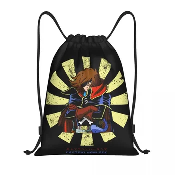Ретро рюкзак Captain Harlock Space Pirate на шнурке, спортивная спортивная сумка для женщин и мужчин, тренировочный рюкзак из японского аниме Манги, Манга