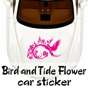 С изображением птиц и приливных цветов, разнообразная виниловая наклейка, яркие автомобильные наклейки, красивая графика для окна багажника грузовика