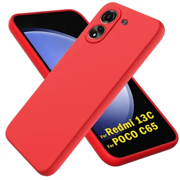 С силиконовым ремешком Funda для Redmi 13C 4G чехол POCO C65 из жидкого силикона с полной защитой, мягкий чехол для Xiaomi Redmi 13C Capa