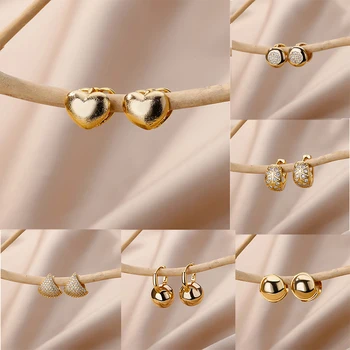 Серьги-кольца в виде сердца для женщин, роскошные Позолоченные Серьги из нержавеющей стали, Трендовые Свадебные Эстетические украшения 2023 года, Женские украшения