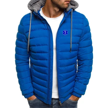 Скорая помощь EMT 2023, Новая мужская зимняя теплая водонепроницаемая осенняя толстая куртка с капюшоном, Модные повседневные тонкие куртки с принтом, пальто