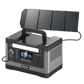 Солнечный Генератор Высокой Мощности 500Wh 500W Портативная Станция С Розеткой Переменного Тока 110V Для Зарядки Постоянного Тока USB Домашняя Аварийная Резервная Копия