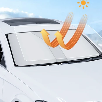 Солнцезащитный козырек на лобовом стекле автомобиля из полиэфирной ткани с Титаново-серебряным покрытием, Складной Летний Солнцезащитный козырек, блокирующий ультрафиолетовое излучение