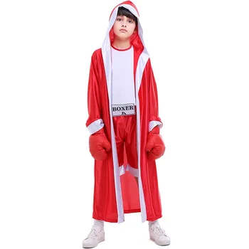 Спортивная одежда для мальчиков и девочек, красный и синий Боксерский комбинезон, плащ, детские костюмы для косплея на Хэллоуин, одежда для ролевых игр.