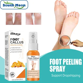 Спрей для пилинга ног с натуральной эссенцией апельсина для педикюра, средство для удаления омертвевшей кожи, мозолей, отшелушивающая жидкость для отбеливания трещин, восстанавливающая жидкость