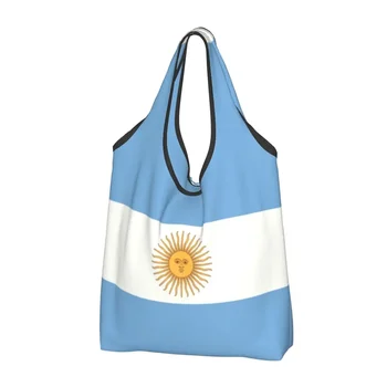 Сумки для покупок с флагом Аргентины на заказ, женские портативные сумки для покупок в продуктовых магазинах большой емкости