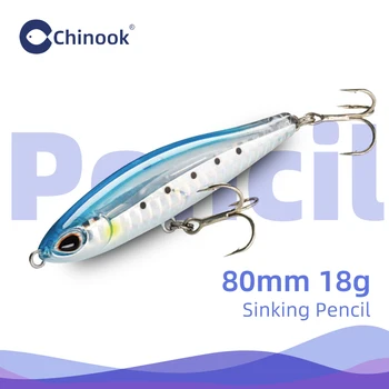 Тонущая приманка-карандаш Chinook Рыболовная приманка 80 мм 18 г Поверхностные плавающие приманки для рыбалки swimbait Rap pike bass lurebait