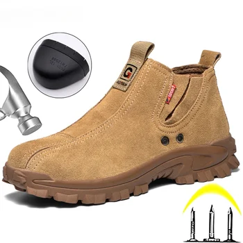 Уличные рабочие ботинки, безопасная обувь со стальным носком, мужская огнестойкая обувь для сварки цветов, Противоударная и проколотая защитная обувь