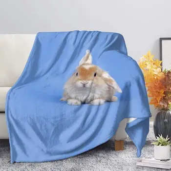 Фланелевое одеяло с кроликом, защищающее от скатывания, Уютное одеяло для кровати, Легкие теплые одеяла для дивана-кровати, офисного дивана Super Soft King