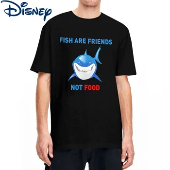 Футболка Finding Nemo Shark Not Food для Мужчин И Женщин Disney Cool из 100% Хлопка, Футболки с круглым вырезом и коротким рукавом, Топы Большого размера