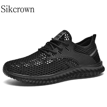 Черная летняя мужская обувь из сетчатого материала, легкие кроссовки, Большие размеры 48, Дышащие белые повседневные кроссовки для ходьбы.