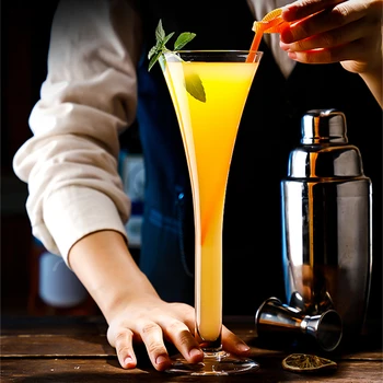 Элегантный бокал для мартини с трубкой для шампанского и элегантным дизайном, бокал для коктейлей ручной выдувки