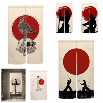 Японская раздельная дверная занавеска Noren Red Sun Comics Перегородка в столовой, драпировка дверного проема, наполовину занавешивающая вход в кухню